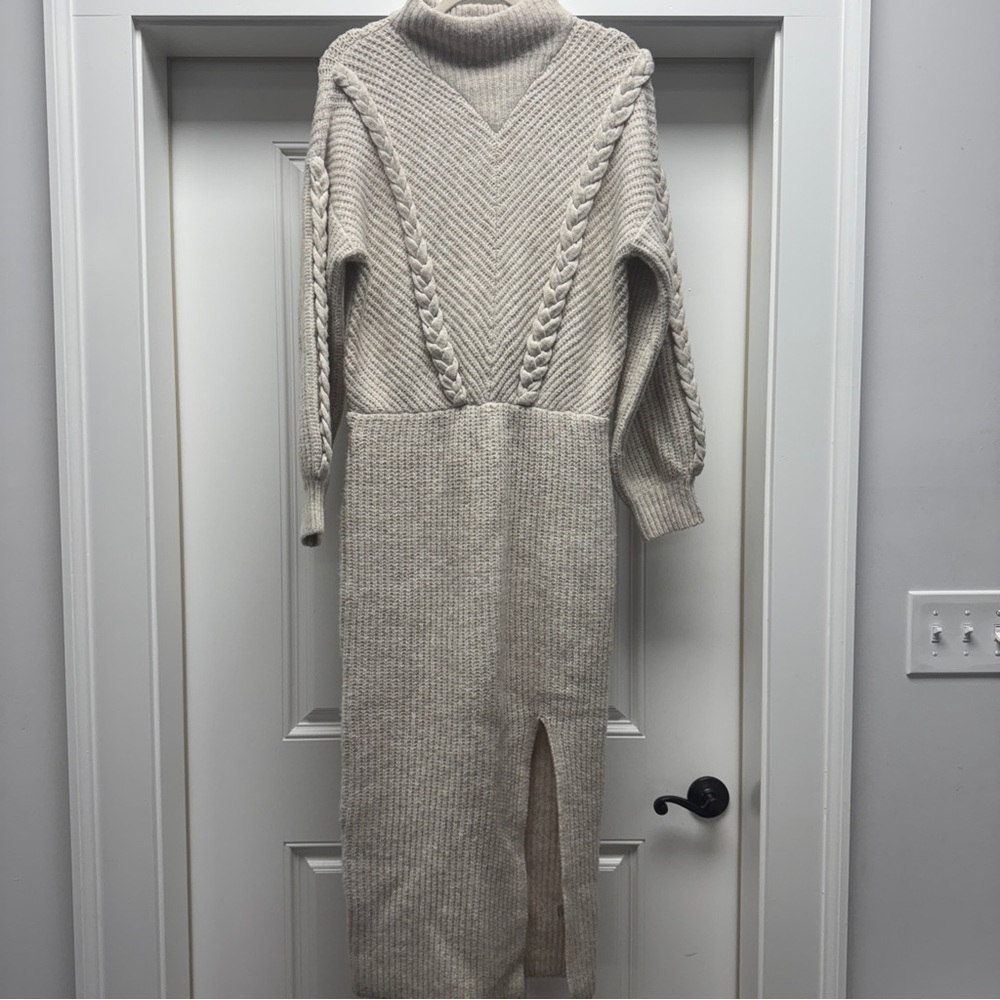 Saylor Cream Cable Knit Angelina Sweater Dress - Picture 6 of 15
